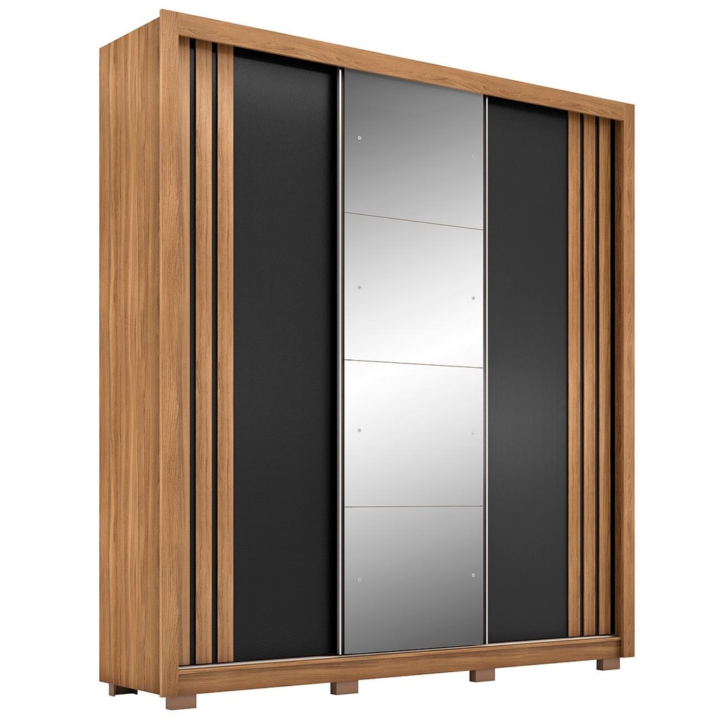 Guarda Roupa Casal 210cm Com Espelho Moly Flex D02 Nude/Preto - Mpozenato em Oferta na Shopee