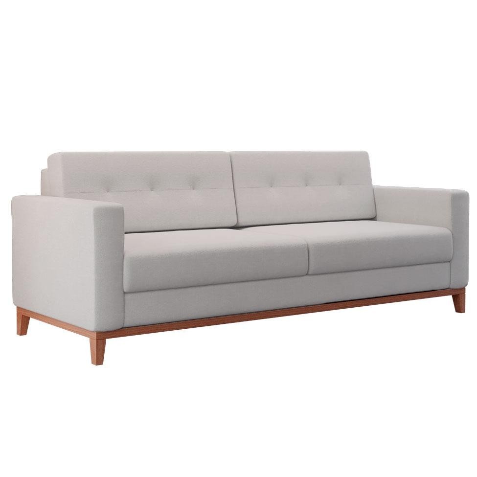 Sofá 3 Lugares Living Pés e Base em Madeira Linho Cotton Cru 180 cm em Oferta na Shopee