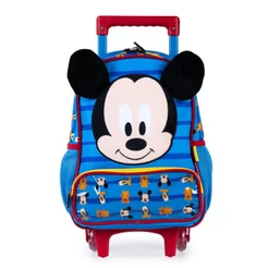 Mochila Escolar Masculina de Rodinhas Mickey Baby Azul