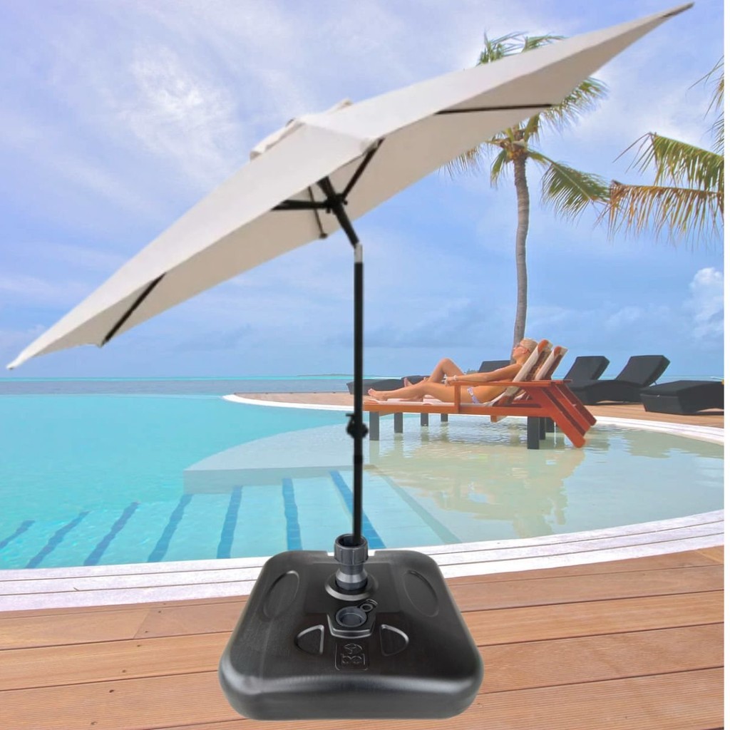 Suporte Base para Guarda Sol ou Ombrelone 18 Kg Areia Ou Água Quadrada em Plástico Bel