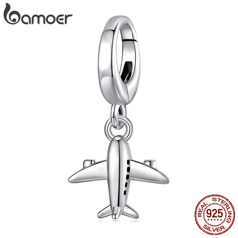 Bamoer 925 Sterling Sliver Charm Avião Pingente DIY Para Pulseira Presentes - Fashion Accessories