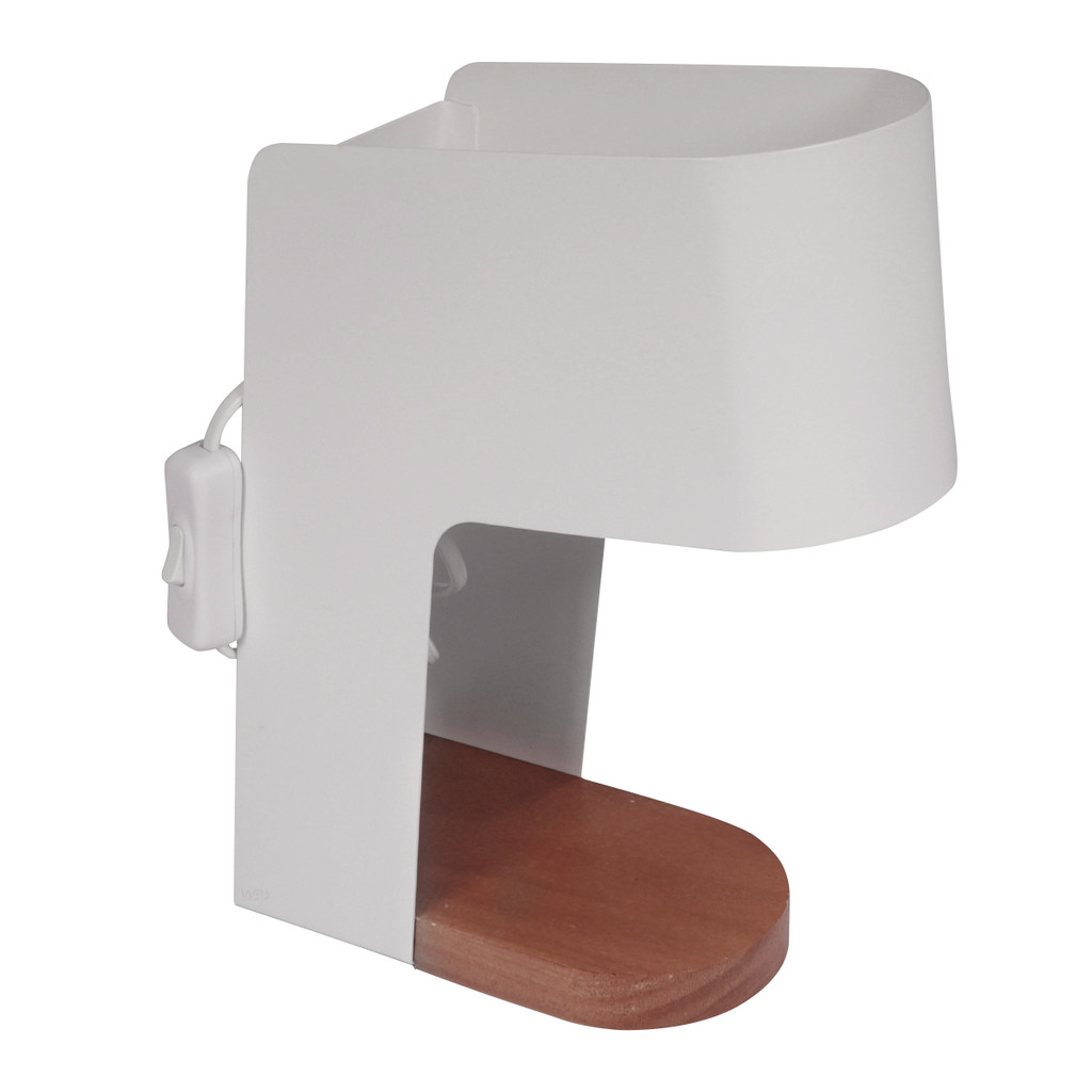 Luminária De Mesa Cor Branco Fosco Com Base De Madeira Abajur Decorativo Para Mesa Cabeceira Escrivaninha Escritório