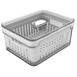 Organizador De Geladeira Em Acrílico Com Cesto E Tampa 2,2 Litros Clear Fresh OU em Oferta na Shopee