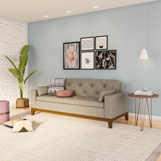 Sofá 3 Lugares Sparks Suede Bege em Oferta na Shopee