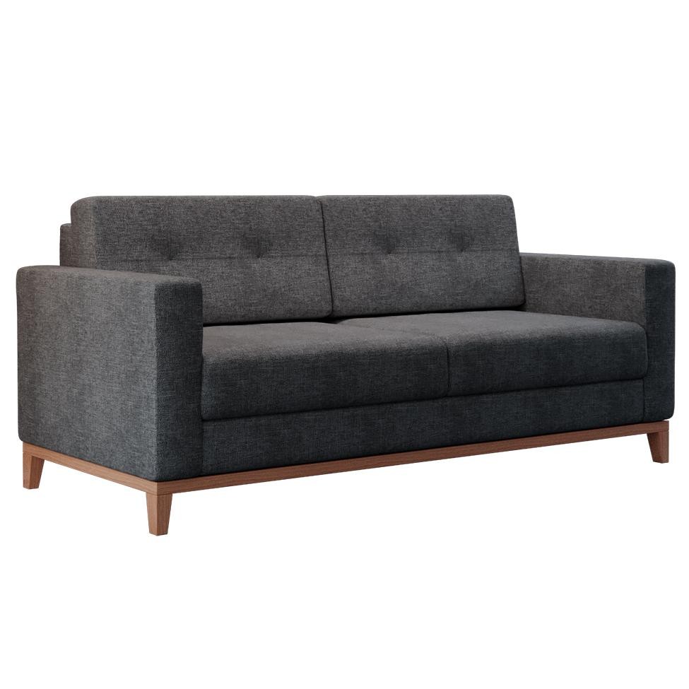 Sofá 2 Lugares Living Pés e Base em Madeira Linho Cotton Grafite em Oferta na Shopee