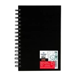Caderno de Desenho Canson Art Book One Espiral A5 80 Folhas 100g Sketchbook Capa Dura Preta Livre de Ácido