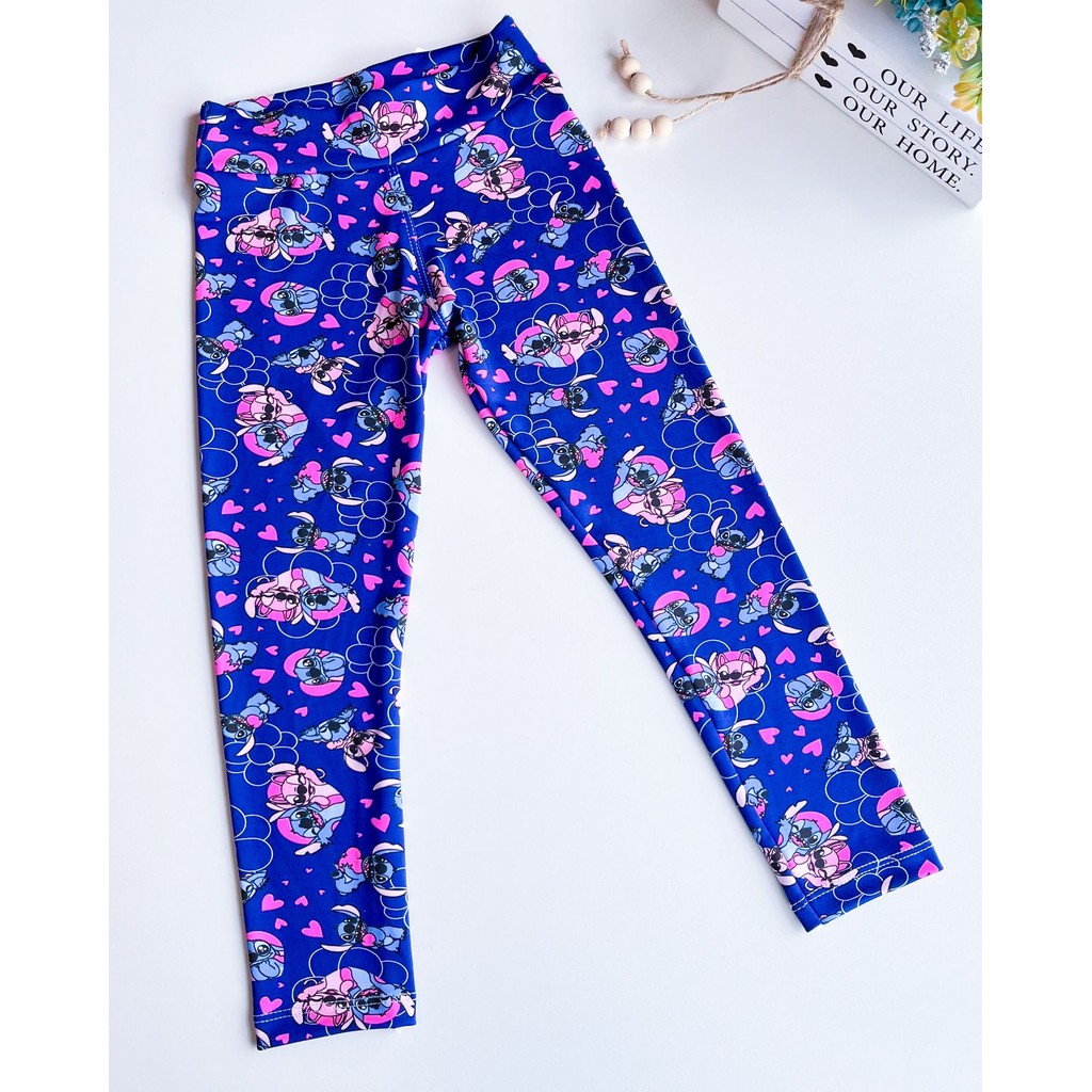 CALÇA LEGGING STITCH ESCOLAR BASICA 2 A 8 ANOS