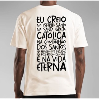 Camiseta Católica Oração Credo Camisa Estampada 100% Algodão Blusa Básica Religiosa em Oferta na Shopee