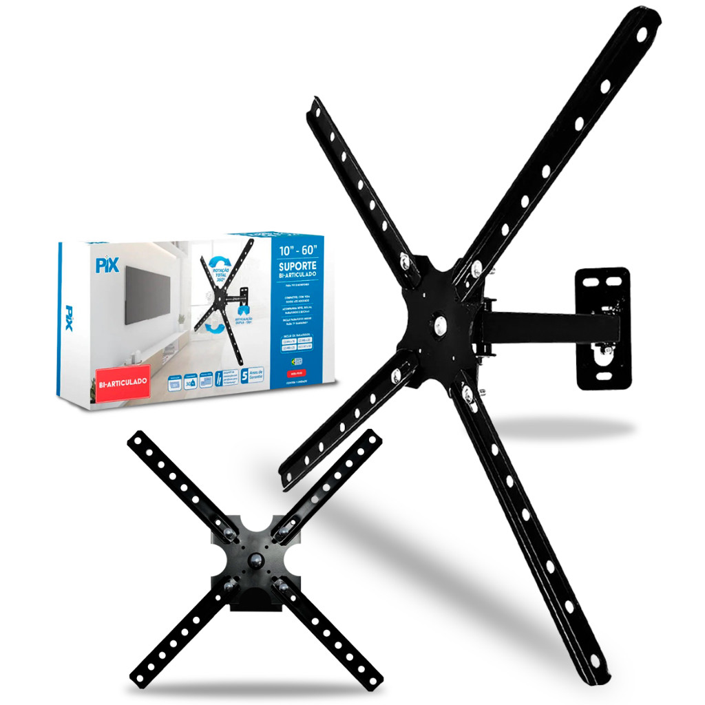 Suporte TV SMART/LED/LCD Monitor Bi Articulado para Parede 10 a 60 polegadas