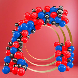 Kit 125 Balões AZUL  7" + VERMELHO 7" + PRETO CROMADO 5"-Balão Bexiga Liso/Cromado Para Festas KIT05 em Oferta na Shopee