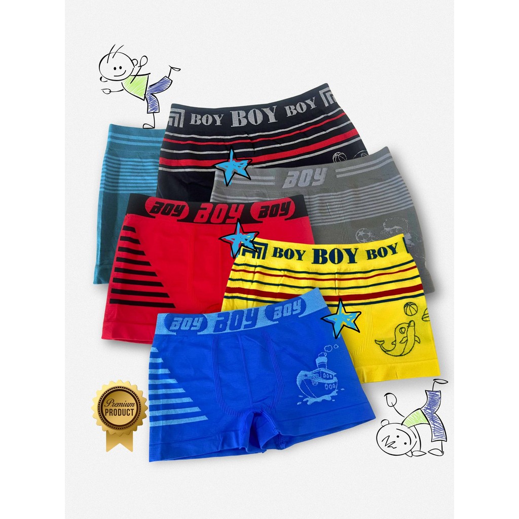 Kit 5 Cuecas Boxer Infantil BOY Tamanho 02 a 16 Anos Criança Bebê Masculino em Oferta na Shopee