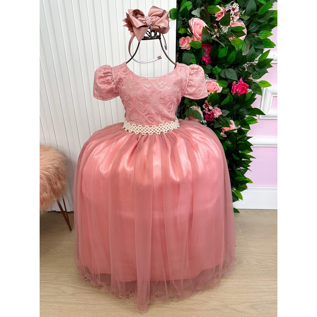 Vestido Enjoy Longo Jaqueline Rose Casamento Florista Formatura Noiva Batizado Elegante Luxo Clássico Cerimônia Festa