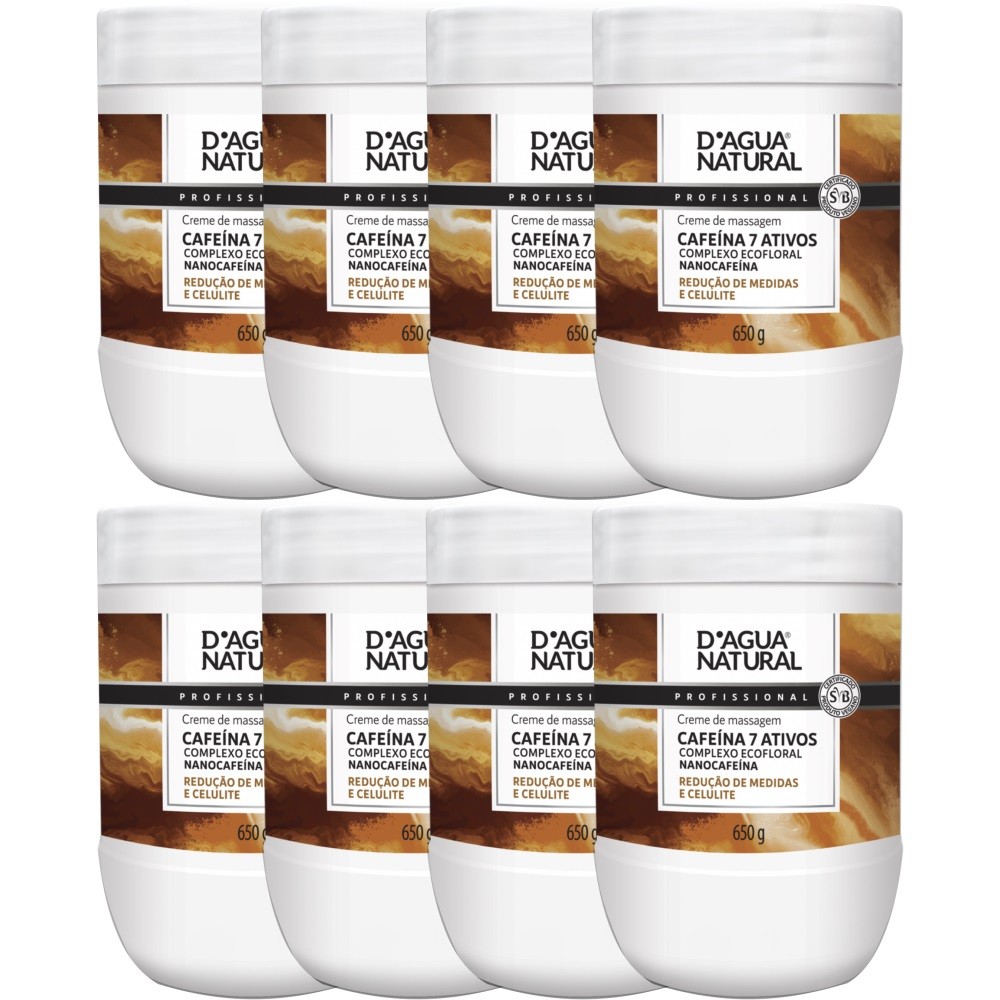 8 Creme Massagem Redutora Cafeína 7Ativos 650G Dagua natural