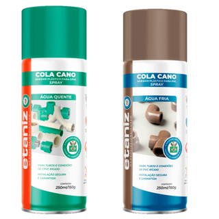 Adesivo Plástico PVC Cola Cano Spray Para Água Fria - Quente 250ml Produto Novo Eficiente Hidráulica em Oferta na Shopee