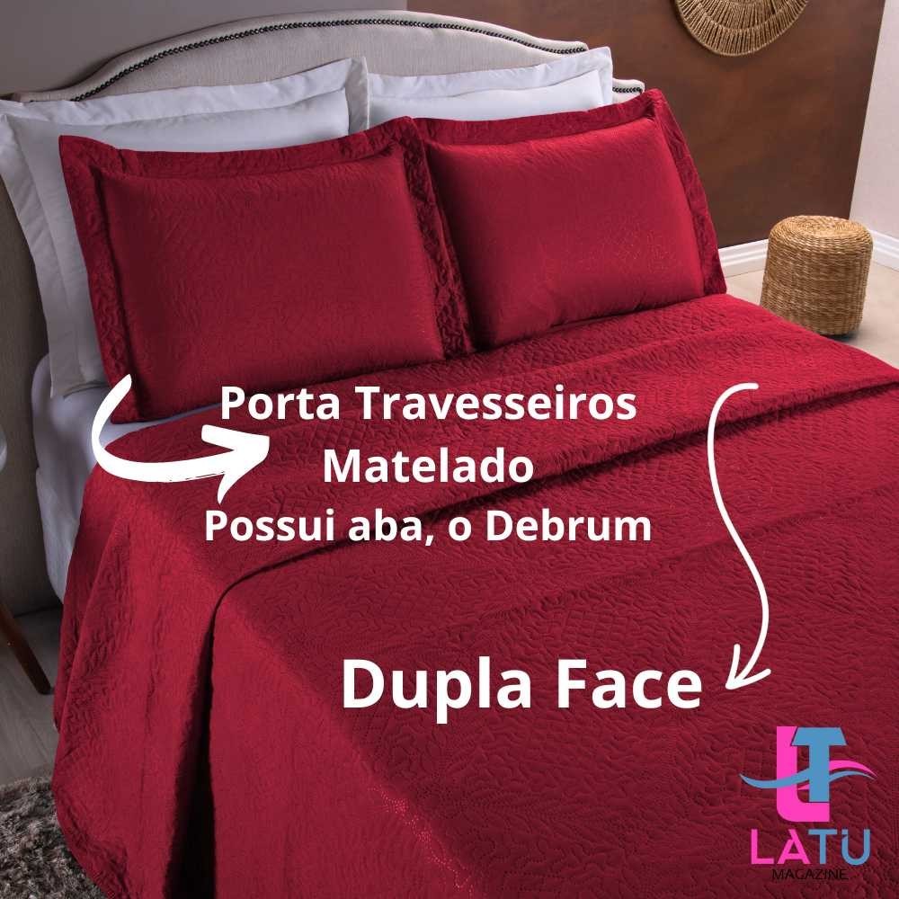 Colcha Cobre Leito - Dupla Face 3 Peças  - Casal Padrão - Com Porta Travesseiros Debrum Matelado em Oferta na Shopee