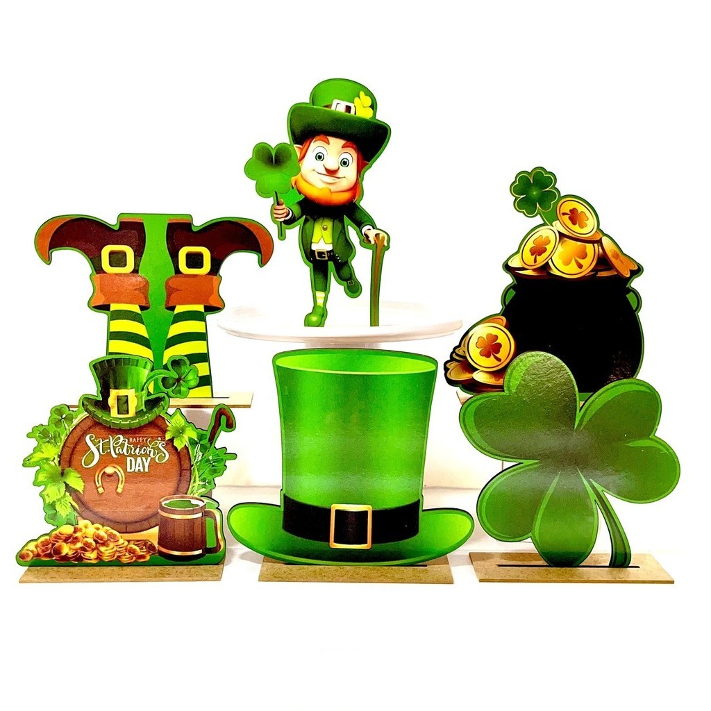 Kit Display de Mesa 6 Peças Para Festa ST. Patrick MDF em Oferta na Shopee
