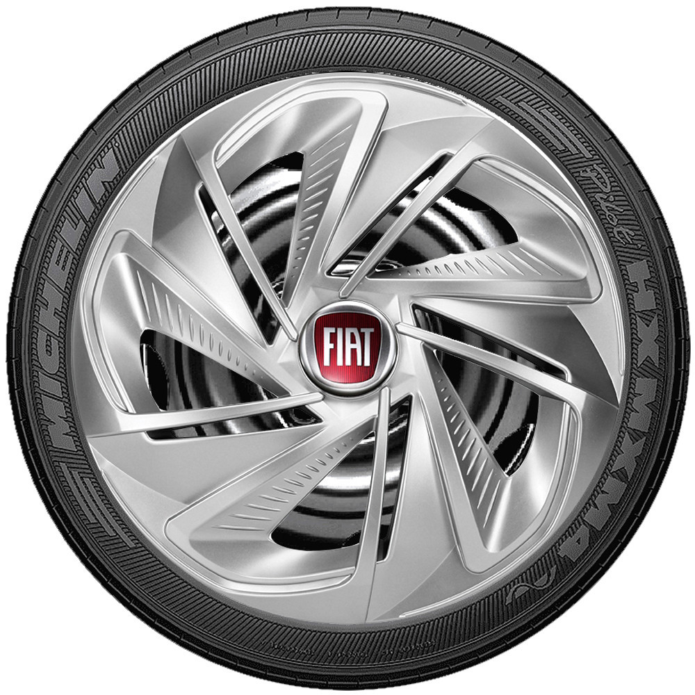 Jogo 4 Calotas Esportivas aro 13/14 Prata Compatível com Mobi Palio Siena Strada