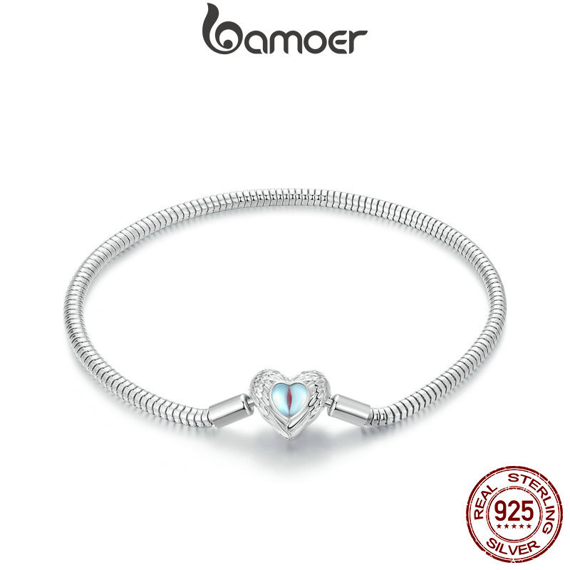 Bamoer 925 Sterling Sliver Bracelet Pulseira Fita Coração Guardião Jóias Básicas Presentes Para Mulheres - Fashion Accessories