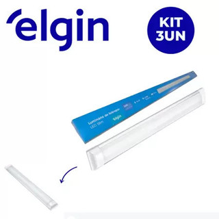 KIT 4 Luminaria Tubular Led Sobrepor Slim 36w 6500k 120cm - Calha