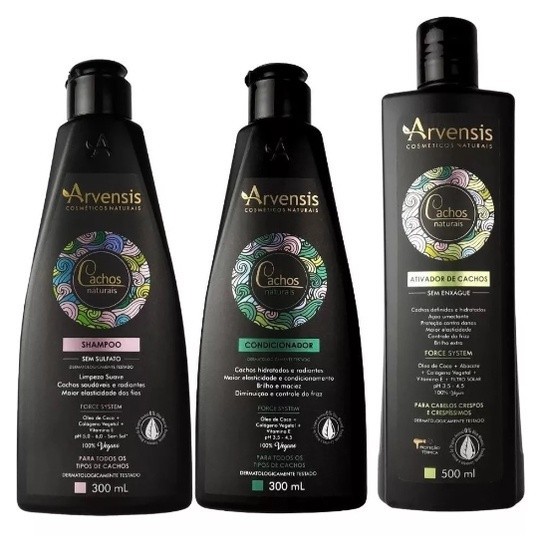 Kit Arvensis Cachos Shampoo + Cond. + Ativador Crespos 500ml