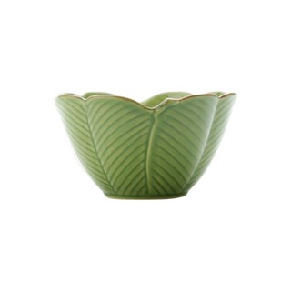 Centro de Mesa Lyor Banana Leaf de Ceramica Verde 16 x 8,5cm
