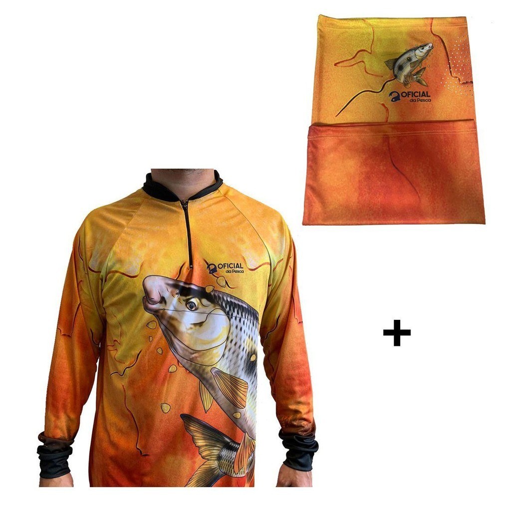 Camisa de Proteção Solar UV Piapara + Bandana - Oficial da Pesca - Sports & Outdoors
