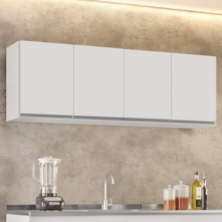 Armário de Cozinha Aéreo 160cm 4 Portas Nevada Branco - Lumil Móveis em Oferta na Shopee