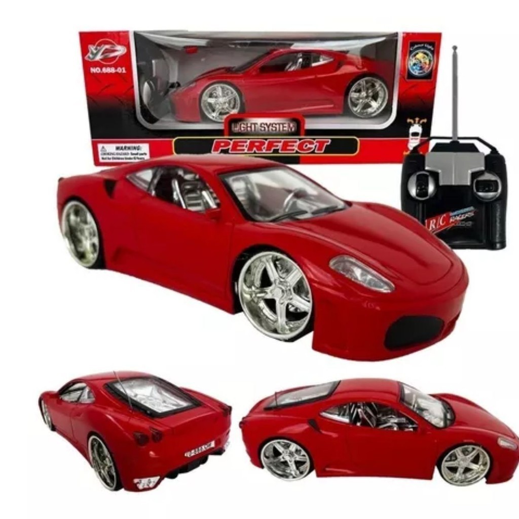 Carrinho Controle Remoto Ferrari F430 Perfect Led Neon Roda
