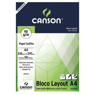 Bloco layout liso A4 90g com 50 folhas Canson