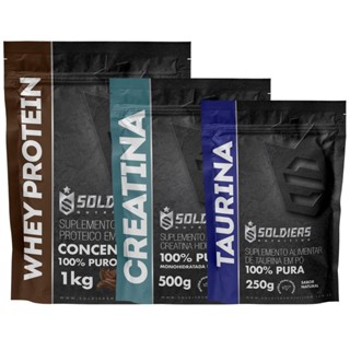Kit: Whey Protein Concentrado 1Kg + Creatina Monohidratada 500g + Taurina 250g - 100% Importado - Soldiers Nutrition