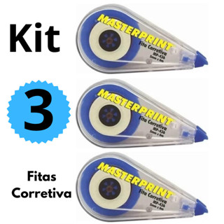 Kit 3 Fitas Corretiva 5mm x 6m Secagem Imediata Corretivo em Fita Masterprint em Oferta na Shopee