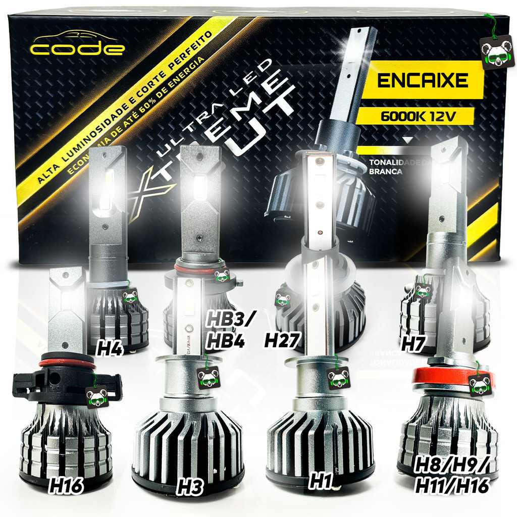 Kit Par Lâmpada Automotiva Ultra Led Extreme Cut 6000K 4400 Lúmens  Code em Oferta na Shopee