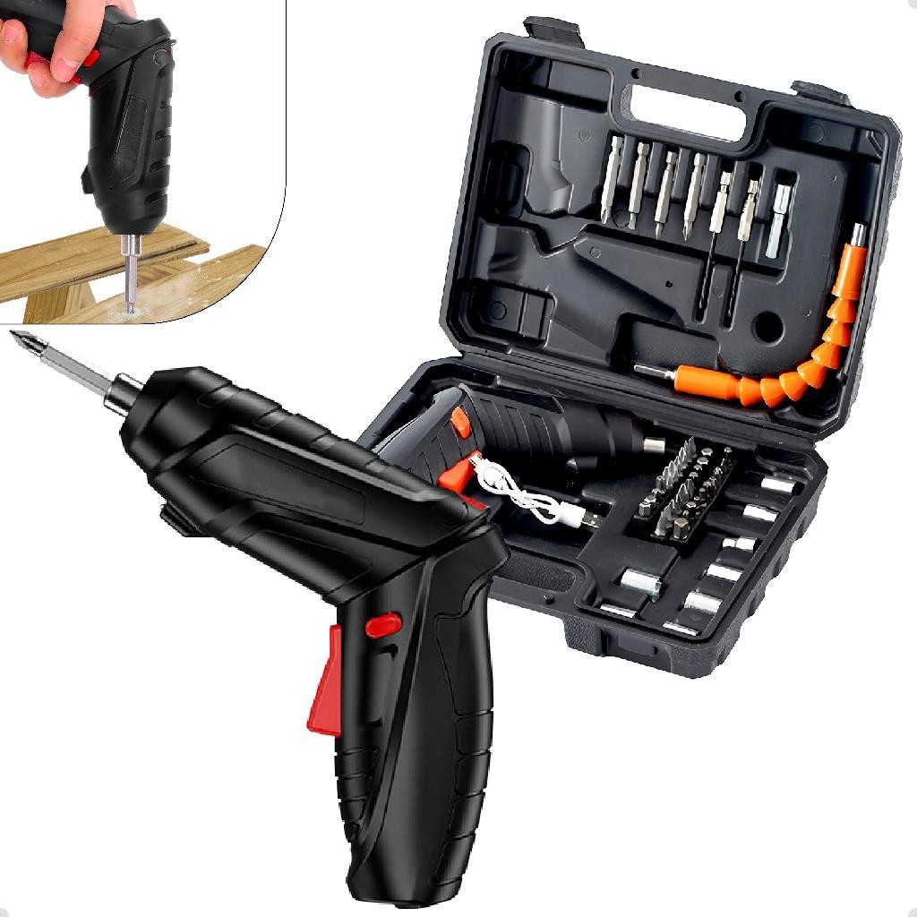 Kit Parafusadeira Elétrica Sem Fio Bivolt 110V/220V 48 Peças Completo