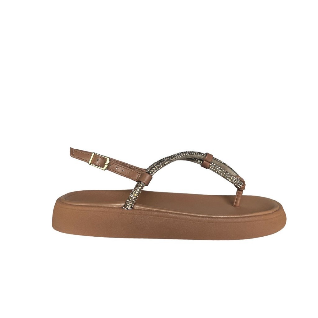 Sandalia Moleca Flatform Papete Strass Plataforma Macia