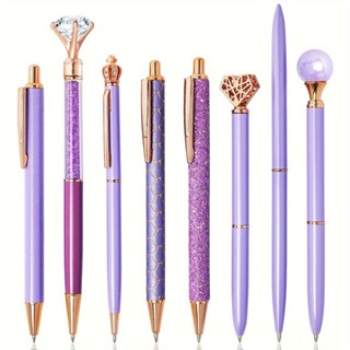 Kit 3/5/8 Canetas gel caneta esferográfica roxa Caneta de diamante de cristal metálico roxo líquido brilhante Caneta de tinta preta feminina presentes de casamento Material de escritório material estudantil em Oferta na Shopee