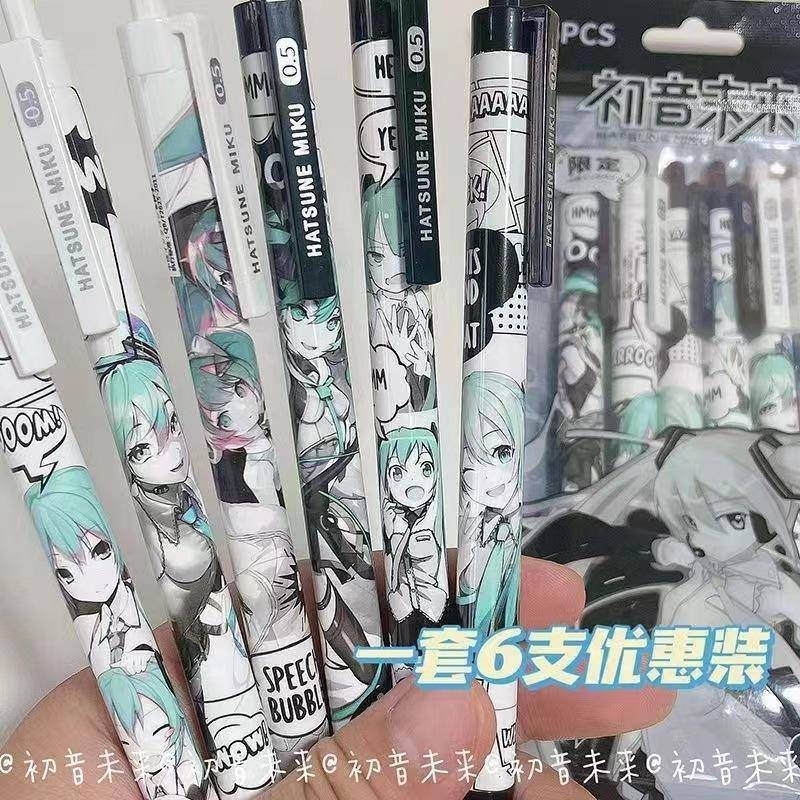 6 Peças Hatsune Miku Cute Gel Pen Cartoon Gift Press Office Suprimentos Escolares Papelaria Kawaii Funny Pens Presentes Para O Dia Das Crianças em Oferta na Shopee