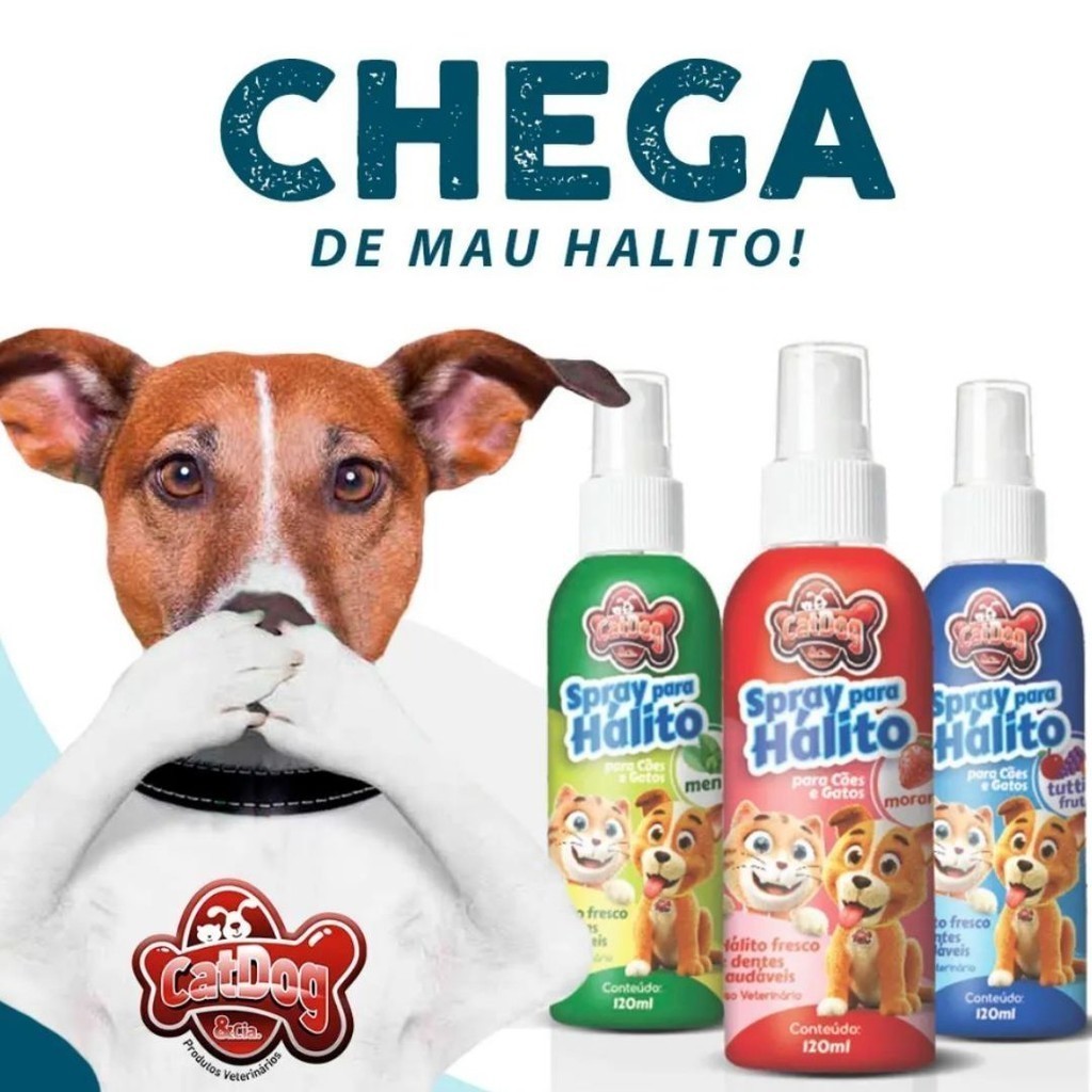 Spray para Cães e Gatos Hálito Canino 120mL Cuidados Orais CatDog em Oferta na Shopee