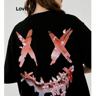 Lovito Camiseta feminina casual cartoon Padrão LNA52113