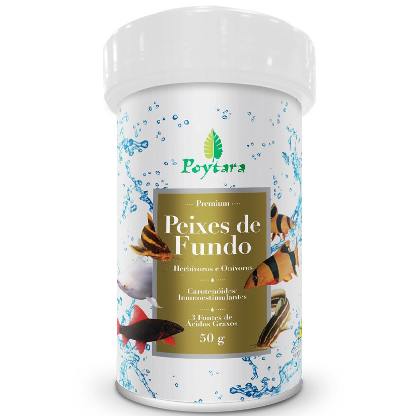 Ração Poytara Peixes De Fundo 50g Cascudos Botias Coridoras