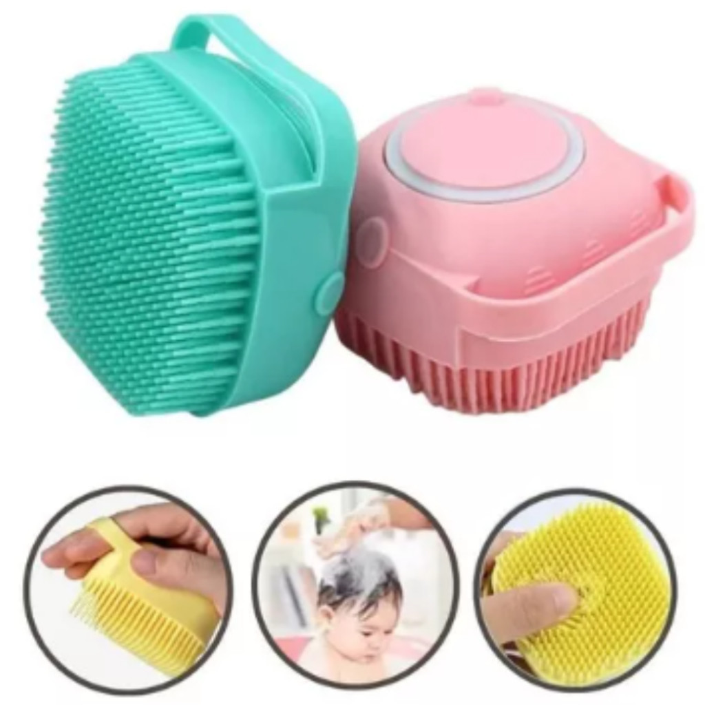 Kit De 2 Esponja de Silicone P/Banho em Pets Massageador Dispenser Shampoo (kit 3 Unidades)