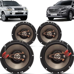 Kit Alto Falantes Dianteiros e Traseiros Hyundai Tucson 2005 até 2022 - Hurricane Platino 640w