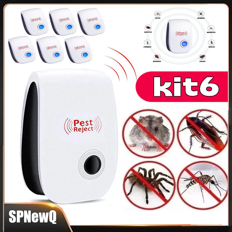 Kit 6 Repelente Eletrônico Ultrassônico De Tomada Espanta Insetos Ratos Mosquitos Pernilongo Moscas em Oferta na Shopee