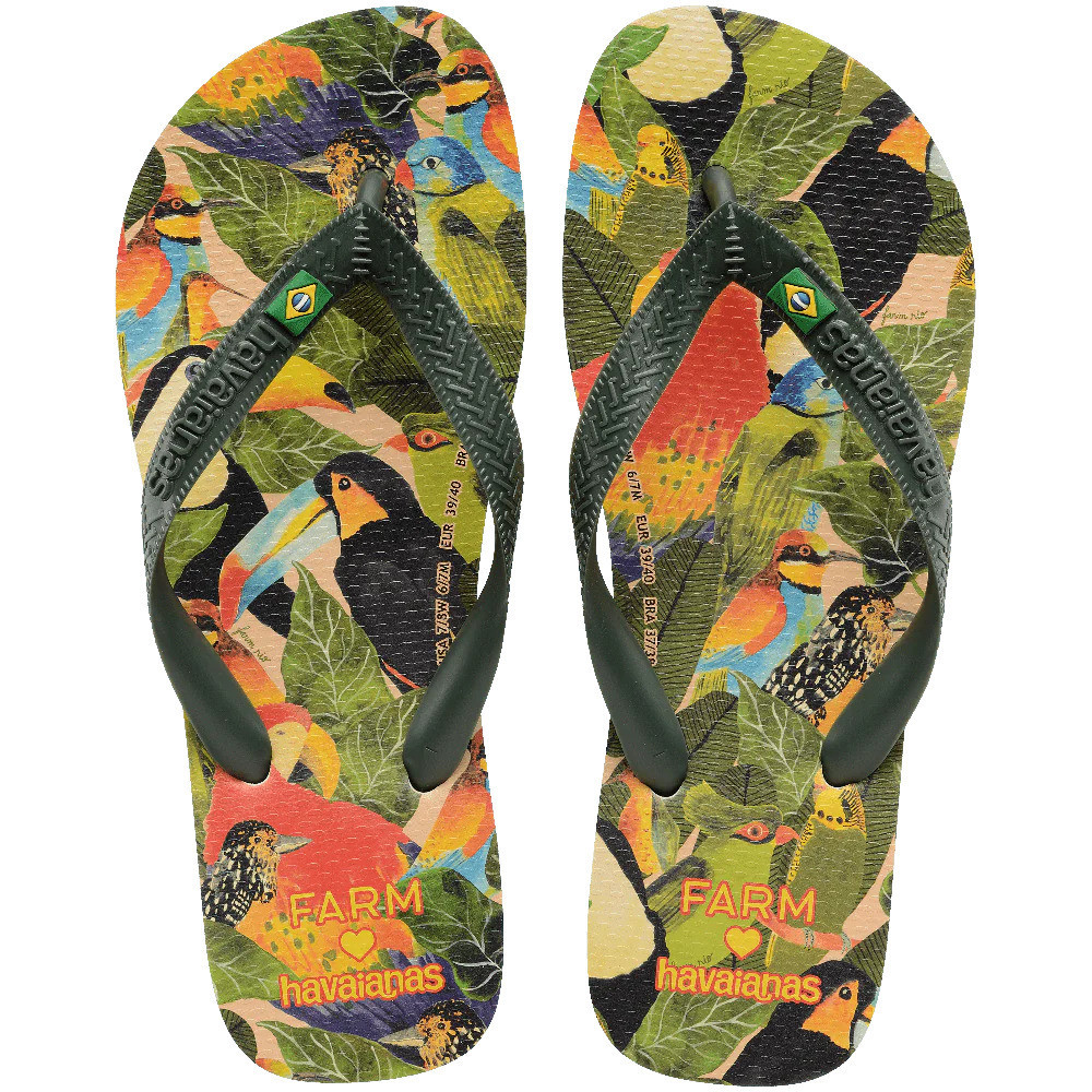 Chinelo Havaianas Farm Folhagens De Pássaros