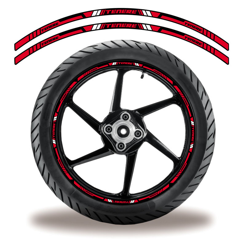 Friso De Roda Adesivo Refletivo Yamaha Tenere Vermelho E Preto