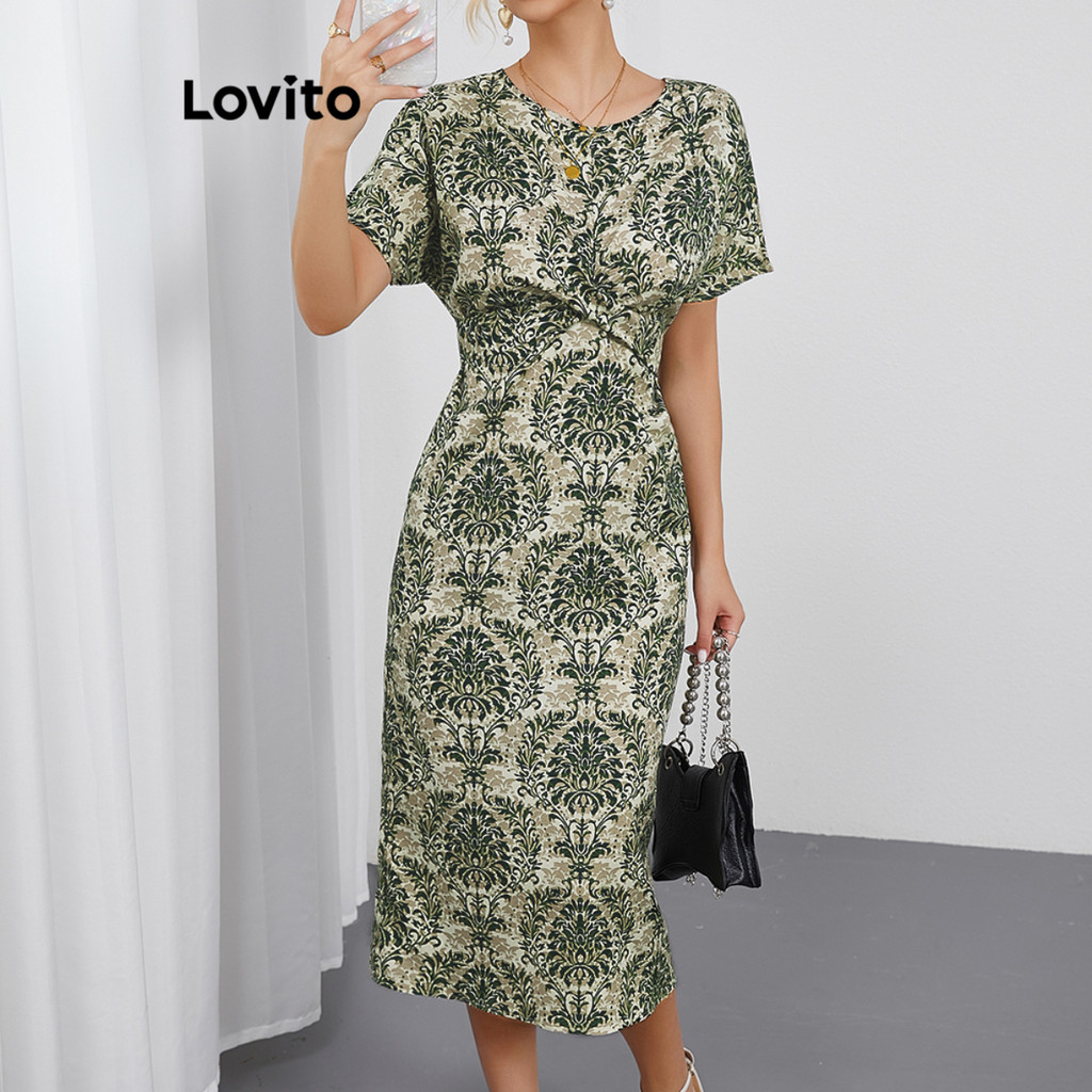 Lovito Vestido Boho Tribal Print Criss Cross para mulheres LBL21054 - Women Clothes