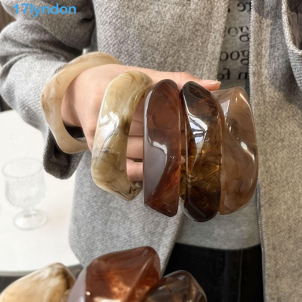 Pulseira De Acrílico LYNDON , Larga Irregular Estilo Europeu Americano Com Design Minoritário , Manchas
