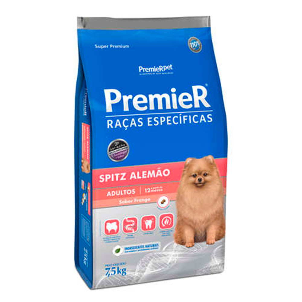 Imagem Ração Premier Raças Específicas Spitz Alemão Cães Adultos Frango 7,5kg