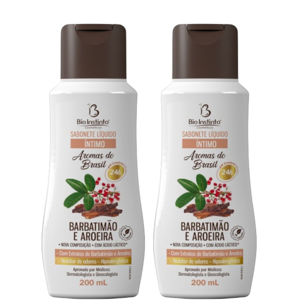 Kit 2 Sabonete Íntimo Barbatimão e Aroeira 200Ml - Bio Instinto
