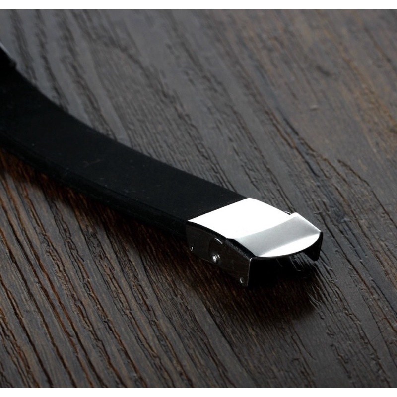 Pulseira Silicone Oração Pai Nosso Placa Aço Inox Preto