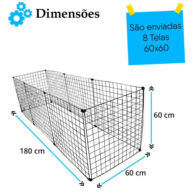 Cercadinho Móvel Pet Cachorro, Coelho 8 Telas Aramada 180x60 em Oferta na Shopee